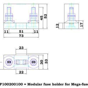 Image of Victron Energy Busbar to connect Five (5) Modular fuse holder for MEGA-fuse CIP100400060