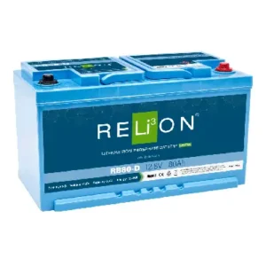 Image of Relion Deep Cycle Lithium Battery European DIN 12V 80Ah RB80-D